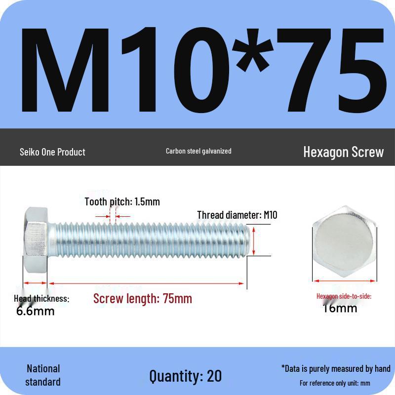 8.8 Grade Galvanized Hex Head Bolt, High-Strength M4-M30