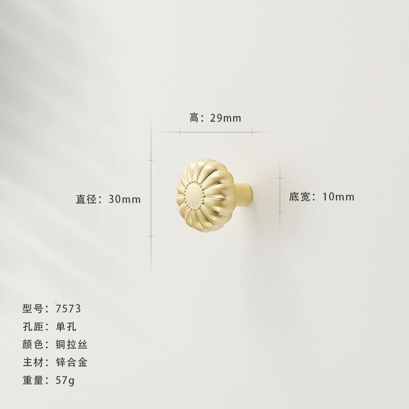Single-Hole Drawer Knob Copper Brushed Wardrobe Cabinet Door Pull Handle Solid Furniture Hardware Dressing Table Cupboard Handle