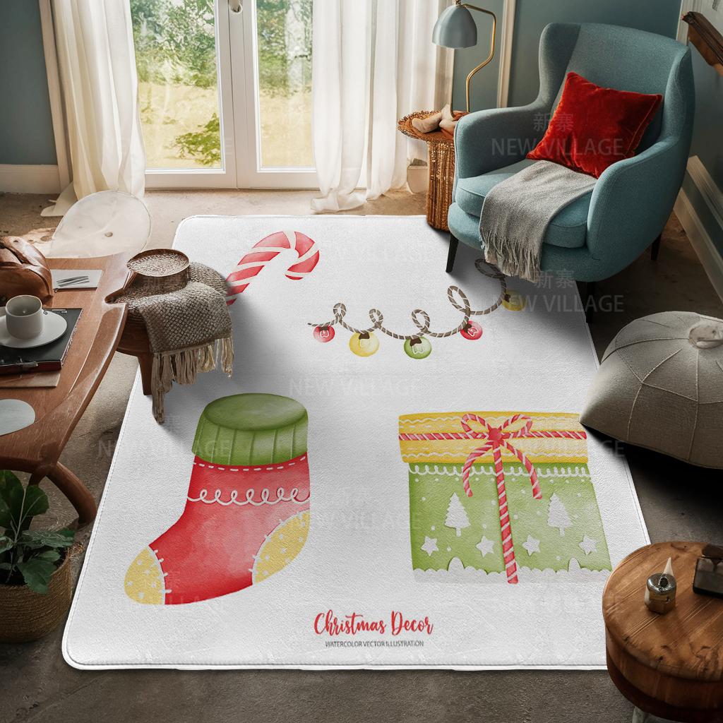 House Entrance Carpet Home Door Mat Living Room Bath Foot Bathroom Non-slip Water Absorption Rugs Bath Merry Christmas Winter
