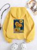 Legere Damen Hoodies Van Gogh Sonnenblumen Druck Sweatshirts Atmungsaktiv Locker Fleece Warm Pullover Herbst Winter Streetwear