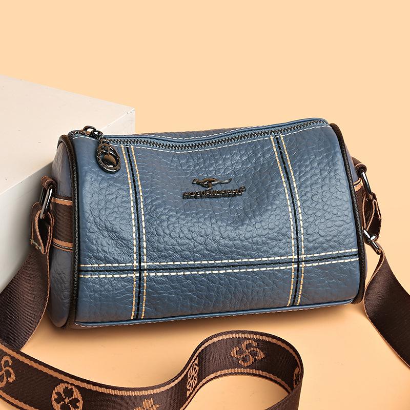 Leather Splicing Bag Women'S Tide Soft Leather Messenger Bag Women'S Bag Temperament Cowhide Shoulder Messenger Bag