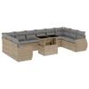 Vidaxl 11-Cz. Garden Furniture Set With Cushions, Beige, Poly Rattan