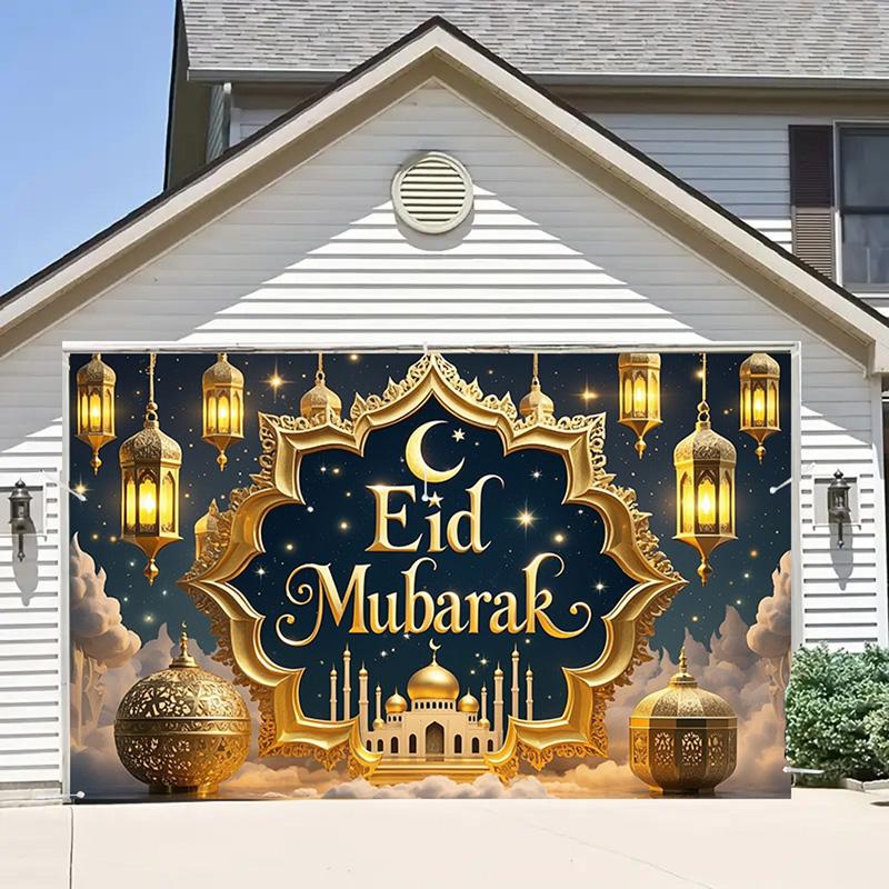 Golden Mosques and Lanterns Backdrop,Creating Festive Atmosphere,for Event Decor,Studio Photography,Event Supplies
