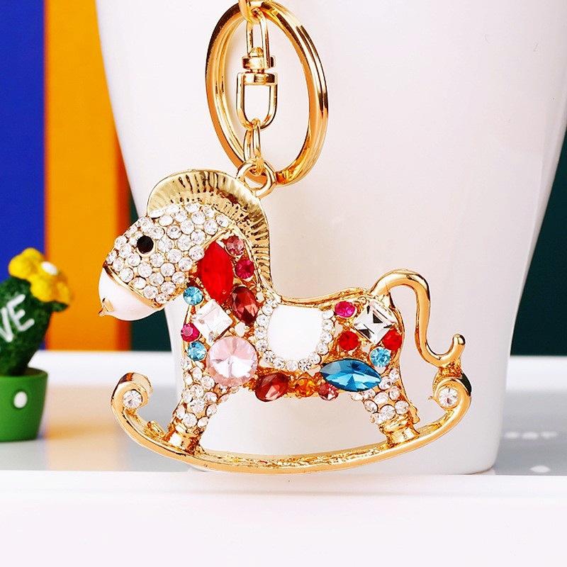 Metal Horse Rhinestone Luxurious Shiny Full Rhinestone for Bag Key Car Interior Decoration Bag Charm
