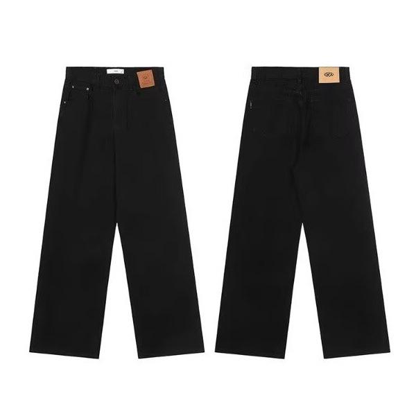 Women's High-Waist Black Straight-Leg Jeans: Casual, Slimming, Wide-Leg Pants for an American High Street Look