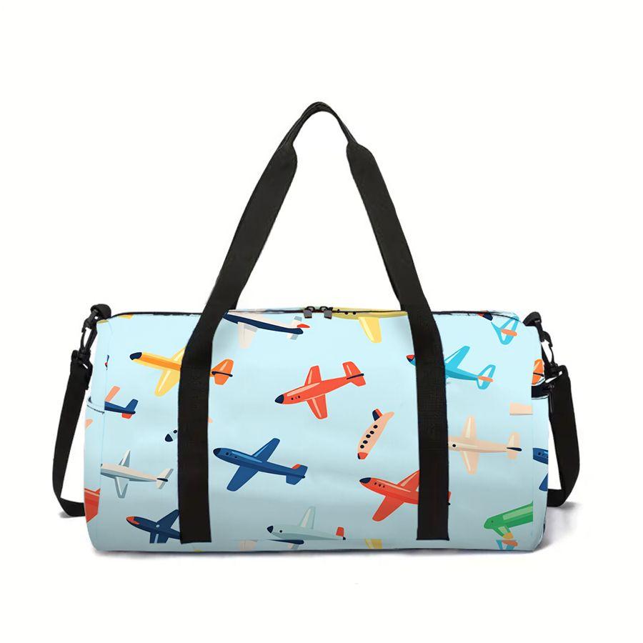 Flugzeugmuster Große Kapazität Gepäcktasche für Jungen/Mädchen Bestes Geschenk 2D Cartoon Reise-Duffels Outdoor Fitness Tasche für Kinder