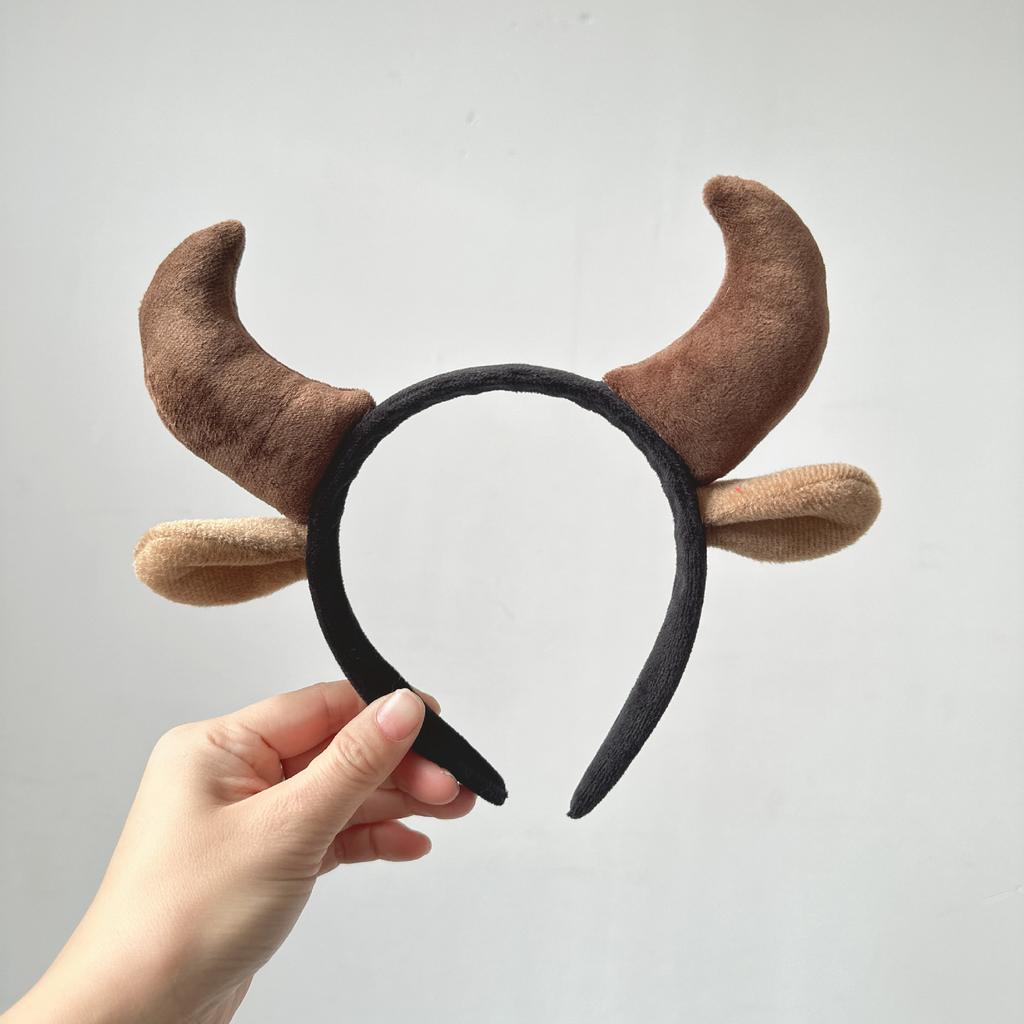 Niedliches Cartoon Plüsch Kuh Ohren Stirnband mit Glocken Schleife Lolita Haarreif Kawaii Tier Party Cosplay Kopfschmuck