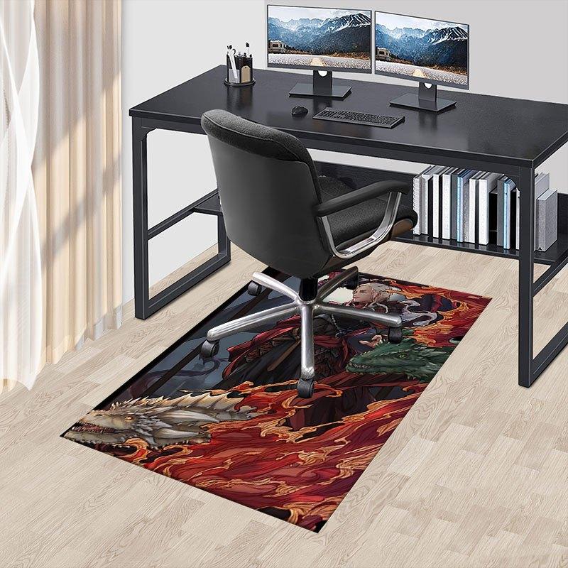 1 alfombrilla para silla de oficina Fire and Blood, Alfombrilla para decoración del hogar, Alfombrilla temática de fantasía, Alfombrilla duradera, Decoración de dragón, Adecuada para amantes de la temática de fantasía