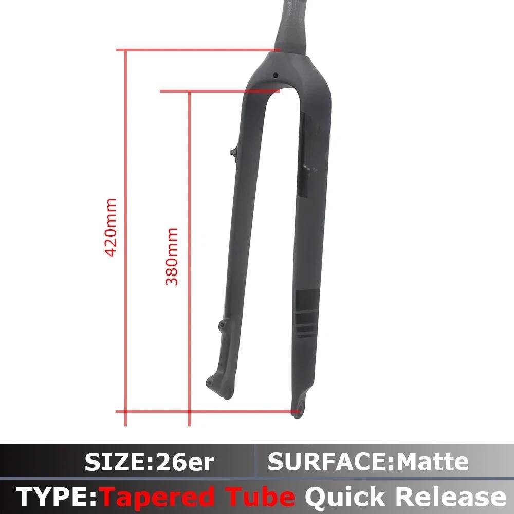 MTB Full Carbon Fiber Fork Straight Tapared Tube 26 /27.5/29 Inch Bicycle Fork MTB Fork 9*100mm Quick Release Disc brake 26er-tapered