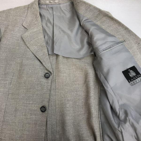 Lanvin STUDIO Wełna Len Wiosna Lato Marynarka Krawiecka R52-47 Męska L Jasnoszara Na Pół Podszyta cBH627(UŻYWANY)