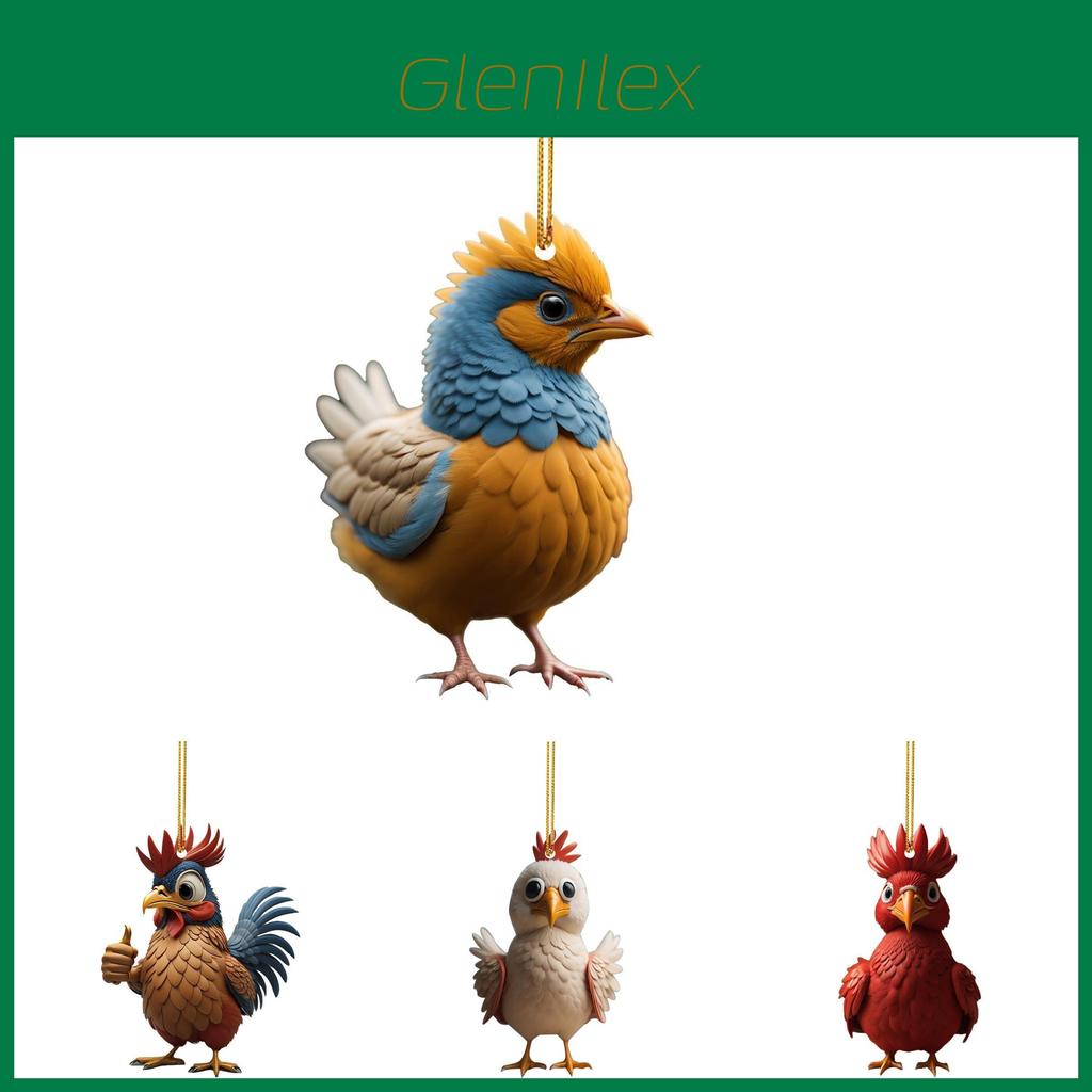 Delightful Acrylic Christmas Tree Chicken Ornament For Car Interior And Home Decor