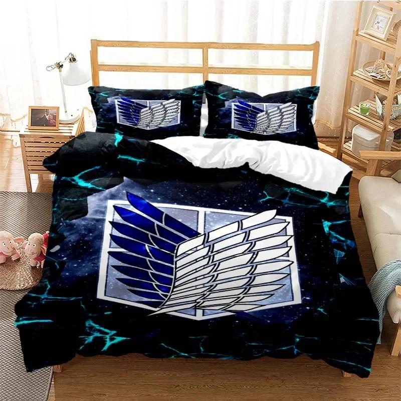 Attack On Titan Fashion Digital Comfortable Duvet Quilt Cover Pillowcase Bedding Set Children Bedroom Decoration Home Textile