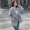 Damski Jesienny Elegancki Marynarka z Klapami Design Dwurzędowy Elegancka Kurtka