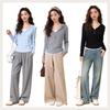 MJ STYLE Women's Hooded Faux Two-Piece Ruched Long Sleeve T-Shirt