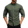 Herren Casual Einfarbig Stehkragen Knopf Strickjacke Herren Casual Langarm Baumwollhemd
