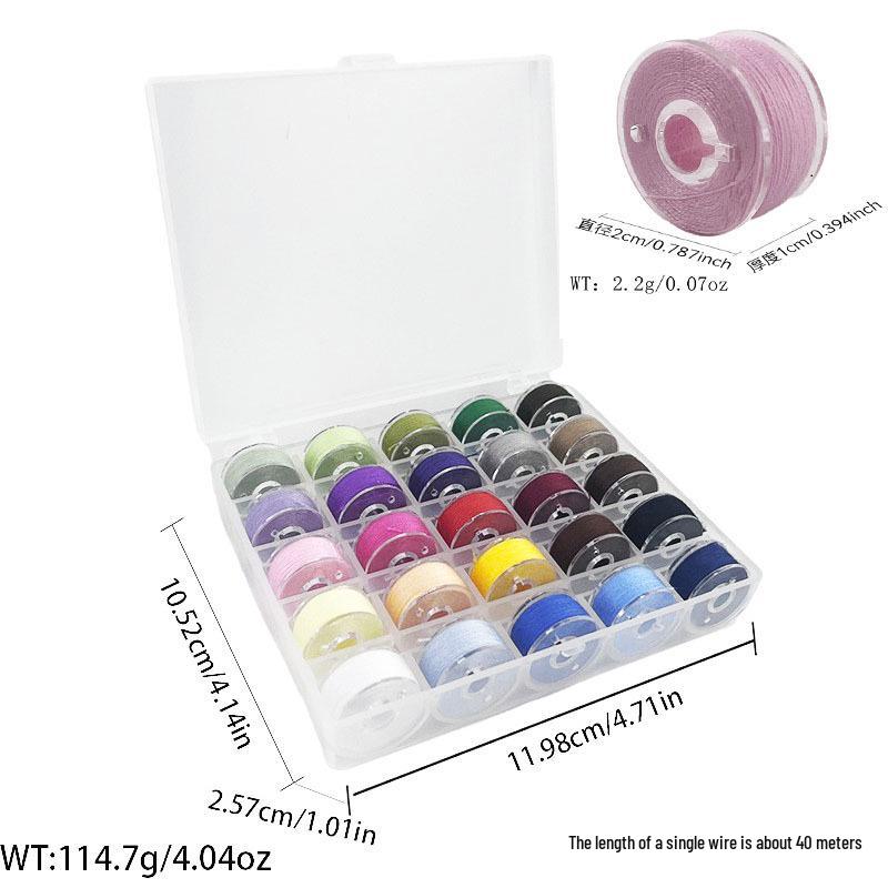 Multi-Specification Household Bobbin Set: Colored Transparent and Metal Bobbins with Thread