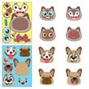 6 Photos/package Cat and Dog Face Change Stickers DIY Face Change Puzzle Stickers Make A Face Toy Waterproof Stickers