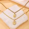 Women's Multi-layer Stainless Steel Clavicle Necklace with Oval Flower Pendant
