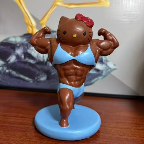 Muscular Cat Figurine, Funny Bodybuilder Cat Resin Statue, Collectible Gym Kitten Desktop Ornament for Office Desktop, Home Decor, Gifts for Fitness