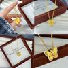 2025 Women's Double Layer Butterfly Necklace with Diamond-Set Brushed Pendant In Vietnam Sand Gold - Elegant Imitation Gold