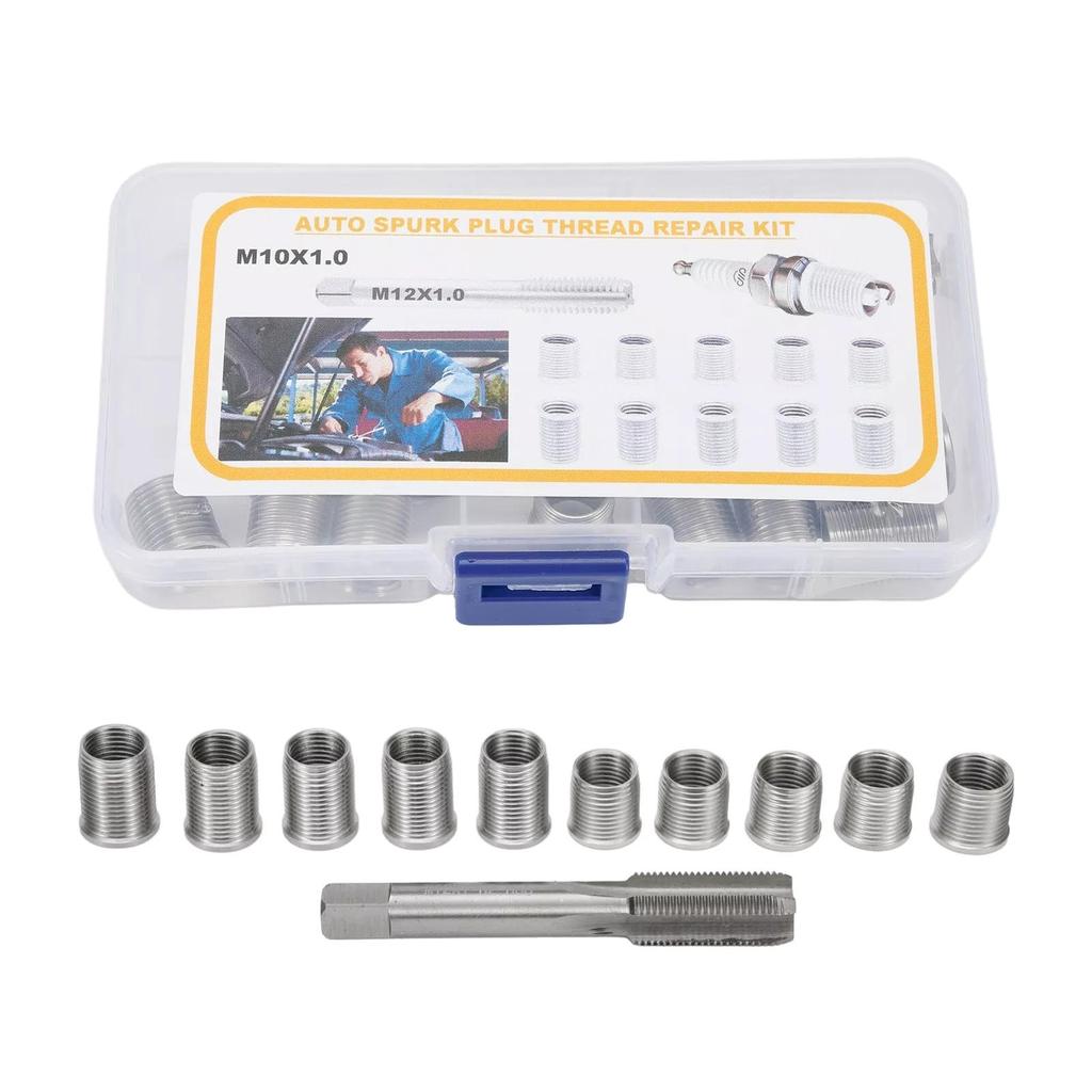 1 Satz Universelle Zündkerzengewinde-Reparaturwerkzeuge Mit M10x1.0 / M14x1.25 Gewindeeinsätzen Mit Gewindebohrer Für Benzinmotoren/Generatoren