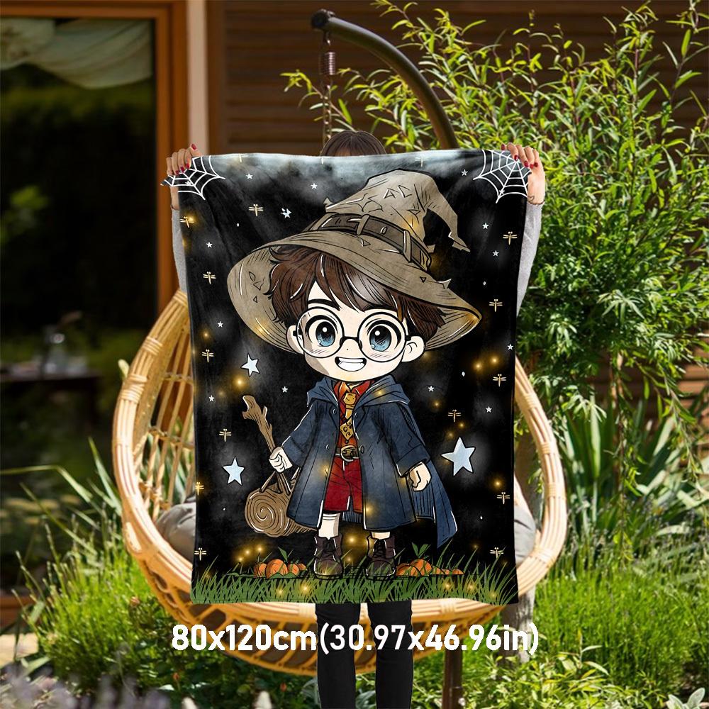 1pc wizard hat magic night Outdoor Flannel Throw Blanket All Season Soft Warmth,Home Decor 1031160