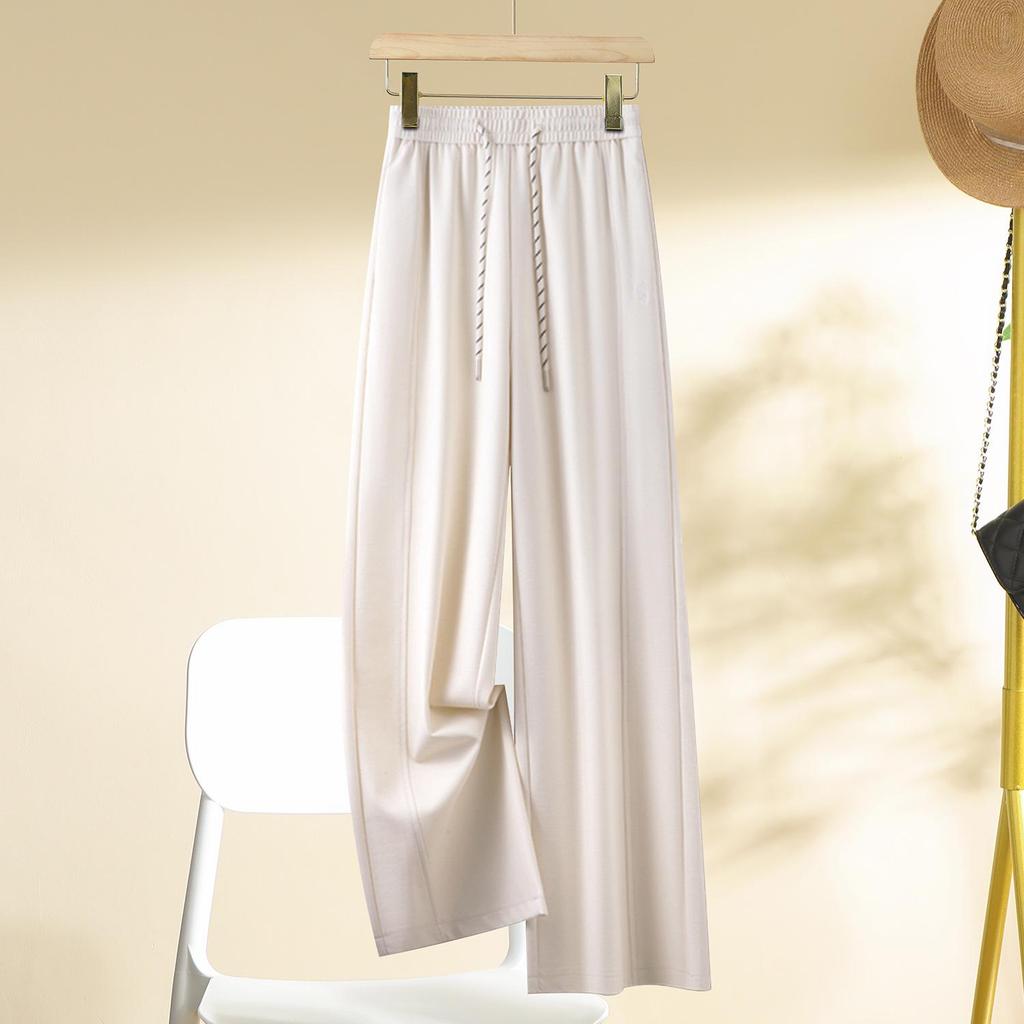 Women's Purple High-Waist Printed Wide Leg Sport Pants - Slimming Elastic Waist, Spring/Fall 2025 Collection