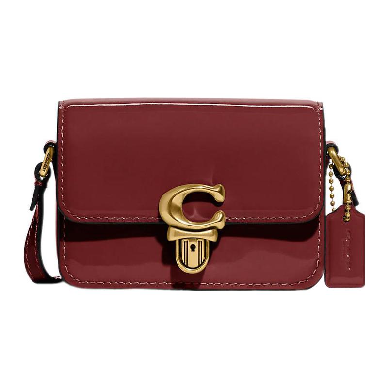 

COACH Studio 12 push lock closure internal multi-function pocket cow leather shoulder bag crossbody bag mini women s burgundy червоний