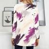 Women Plus Size Round Neck Long Sleeve Marble Printed Green Blue Gold Loose Tunic Top With Pockets