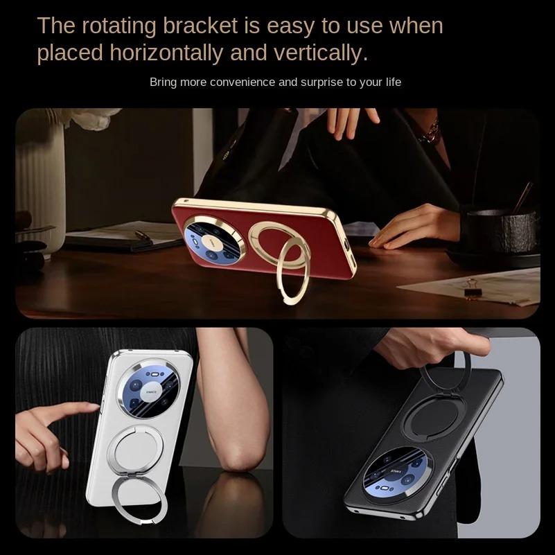 Ny Roterbar Metall Magnetisk Fäste Hållare Linsskyddsfilm Fodral För Huawei Mate 80 Pro Max 80 RS mate80 pro Slim Läderfodral