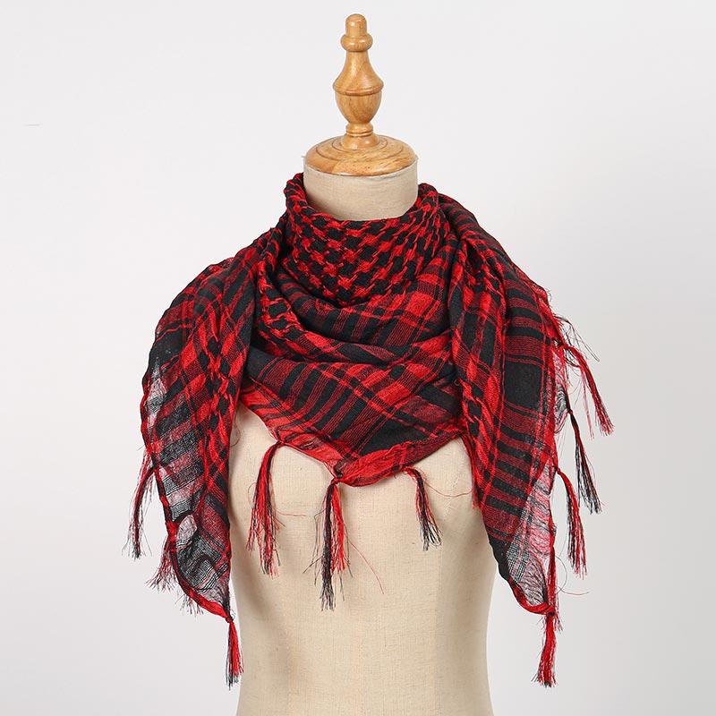 Square Arab Xale Muslim Chess Striped Striped Outdoor Scarf Wind And Sand Neck Cover