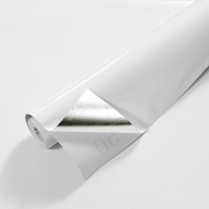 High Gloss White Self-Adhesive Cabinet Stickers - Heat Resistant, Oil-Proof for Kitchen & Dining Surface Renovation.