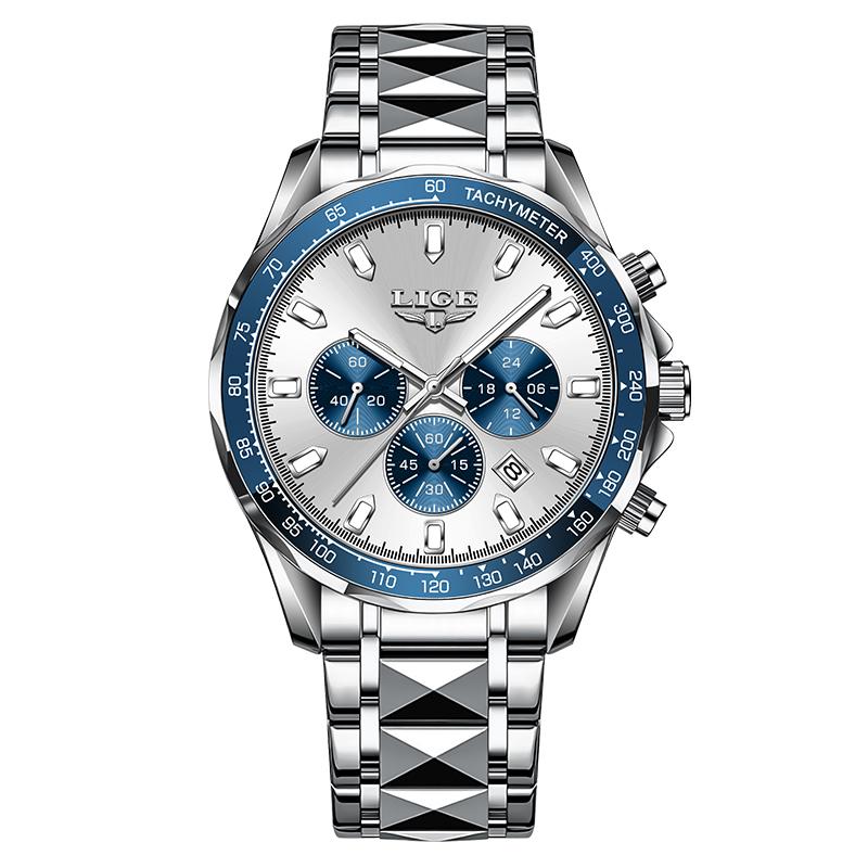 LIGE Top Luxury Man Watch New Waterproof Luminous Calendar Watch Men Quartz Wristwatch Chronograph Watches for Men Reloj