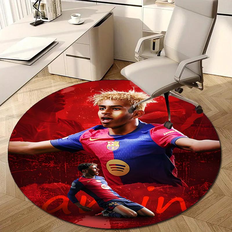 1pc Lamine Yamal Print Round Carpet Chair Round Carpet Suitable for Bedroom Living Room Home Decorative Carpet