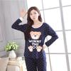 Langärmliges Pyjama-Set mit Cartoon-Bären-Print und Punkten