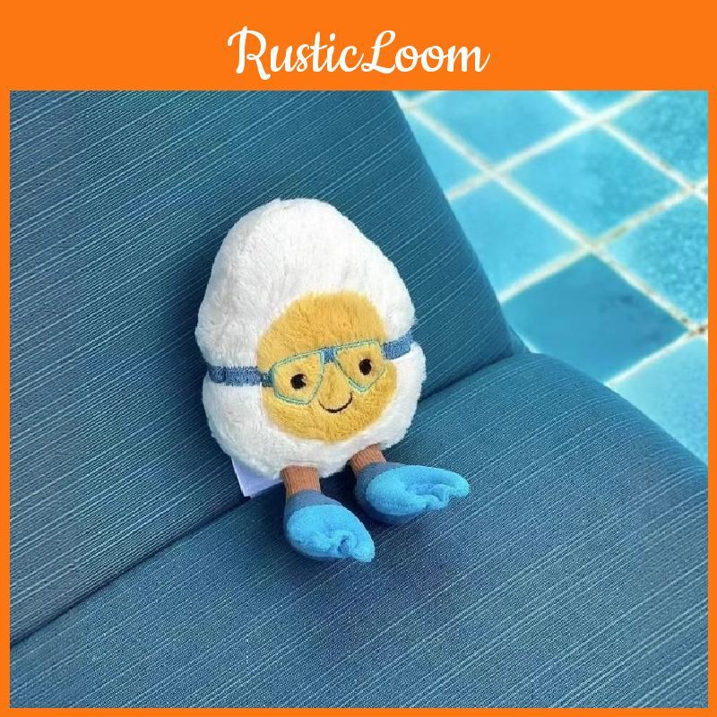 Plush Water Boiled Egg Doll With Diving Mask For Kids Gift And Bag Accessory