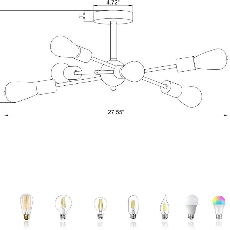 Simple Living Room Bedroom Dining Room Study Retro Industrial Wind Iron Chandelier
