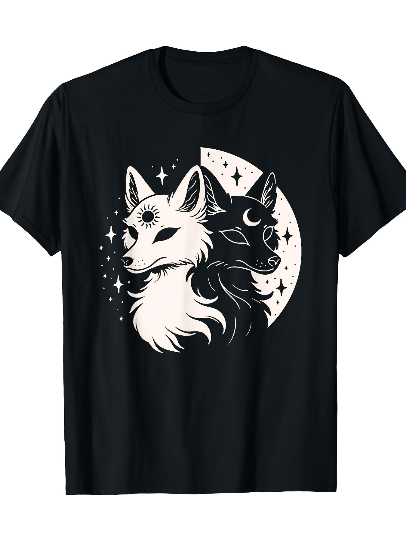 

Stars Moon Foxes Celestial Moon Spirit TShirt 100 Cotton ONeck Short Sleeve Summer Casual Mens Tshirt Streetwear S