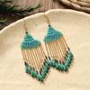Niche design crystal rice bead fringed earrings retro high-end long bohemian earrings for women