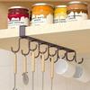 1PC Double-row Hooks Hanging Cup Holder Multifunctional Household Punch-free Wall Bathroom Kitchen Cabinet Storage Rack