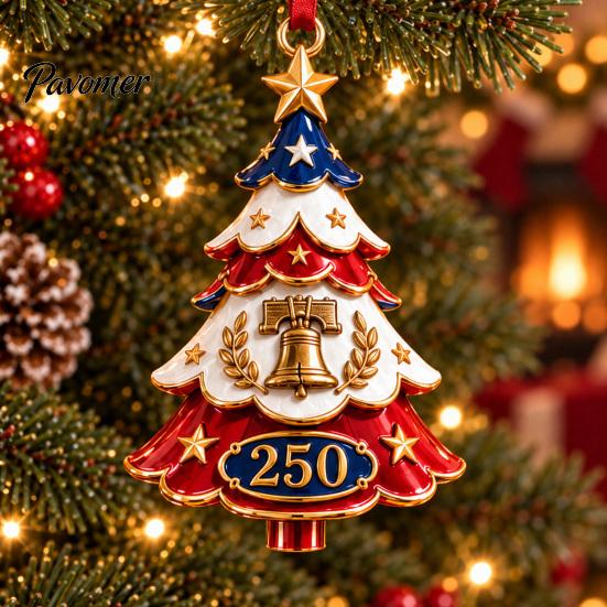 Festive Room Decorations Patriotic Christmas Tree Ornaments, Acrylic Holiday Pendant for Independence Day, Indoor Outdoor Hanging Decor Living Garden