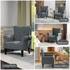 Upholstered Accent Chair with Rolled Arms and Wood Legs, Armchair for Living Room Bedroom, Grey
