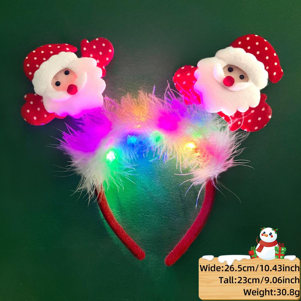 Unique And Colorful Christmas Antler Headband With Soft Plush And Lights For Creative Outfits Party