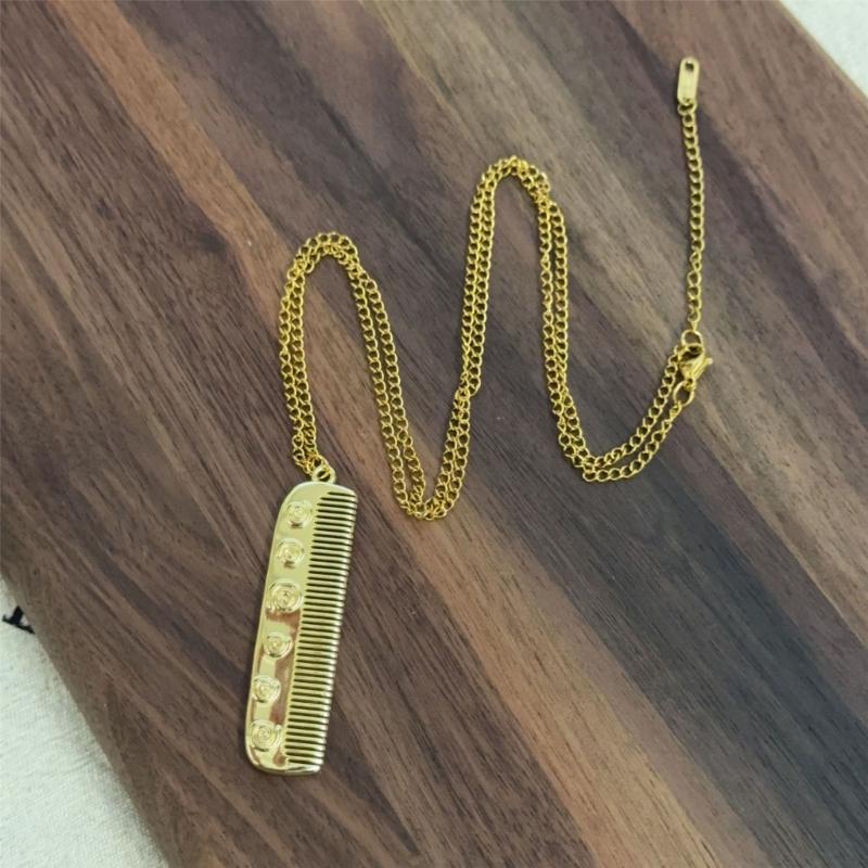 Fashionable Comb Pendant Necklace Sturdy Styling Charm Jewelry Accessory for Trendy Hairstyles Casual Decoration
