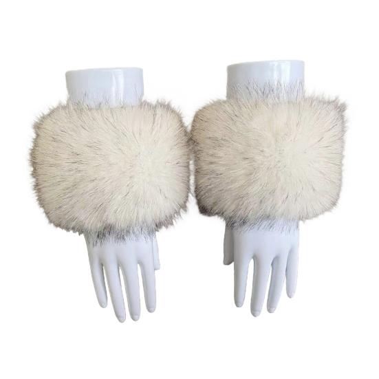 1 Pair Faux Fur Wrist Cuffs Women Furry Arm Warmers Fluffy Warm Furry Bands for Winter Spring Autumn Outfits Skiing Parties