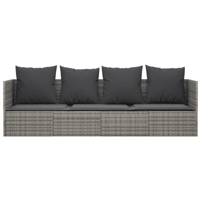 VidaXL Outdoor Lounge Bed with Cushions Grey Woven Resin 319564