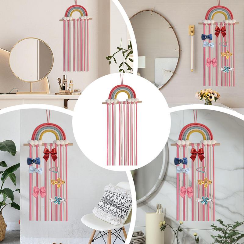 Haarspangen Aufbewahrungshänger Mädchen Haaraccessoires Wandmontage Regenbogen Design Schleifen Organizer für Mädchen Haarschleifen Haarspangen Organizer