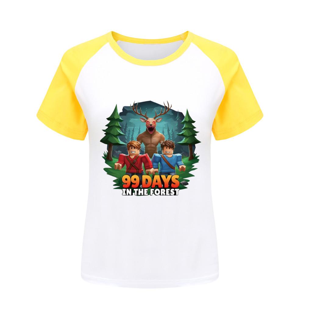 Kids Girls Boys 99 Nights In the Forest Print Raglan Short Sleeves T-Shirt