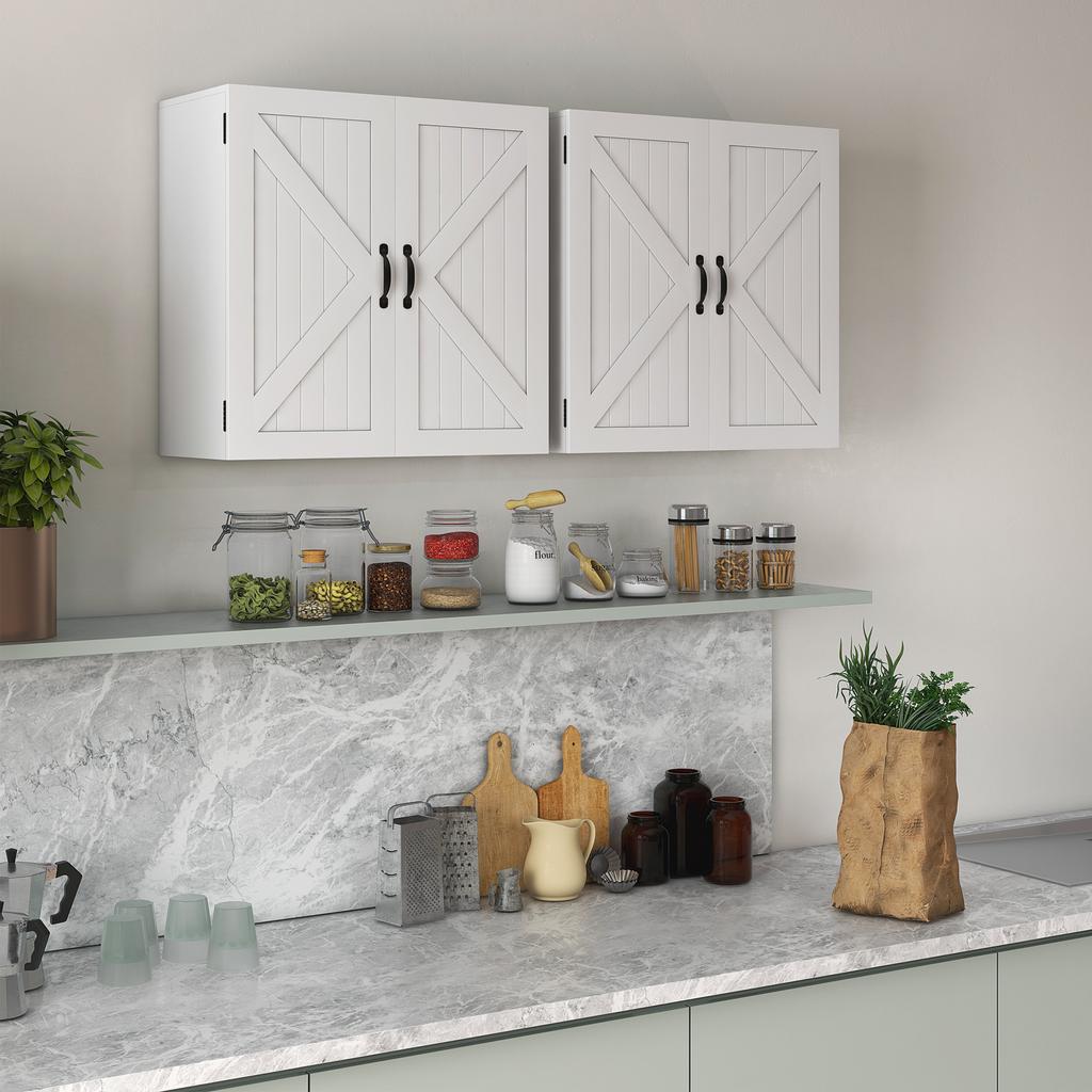 Country-Style Wooden Bathroom Wall Cabinet with Adjustable Shelf. 60x30x60cm. White