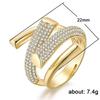 New Fashion Geometric Irregular Ring with Cubic Zirconia Open Ring for Men and Women Trend Hip Hop Party Accessories